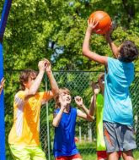 children playing basketball