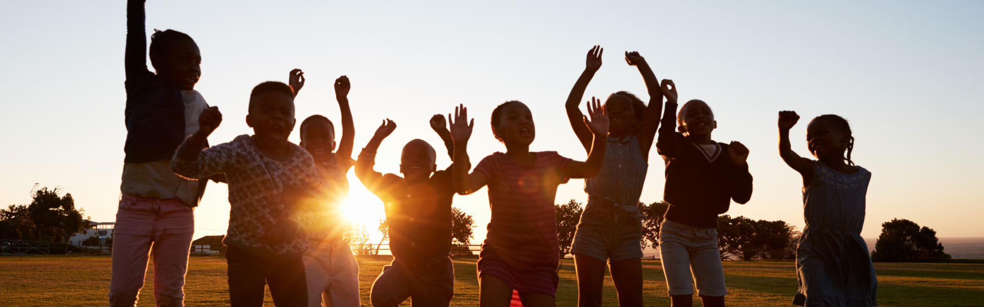 children outdoors posing